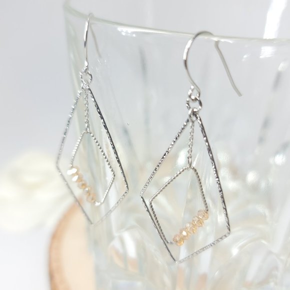 NEW Natural Stone Sterling Silver Wire Earrings - Picture 2 of 4